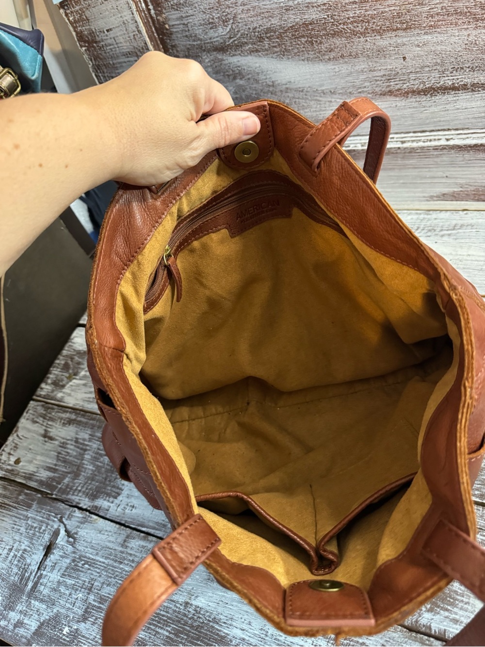 Woven Leather Shoulder Tote in Brown - Picture 5 of 10
